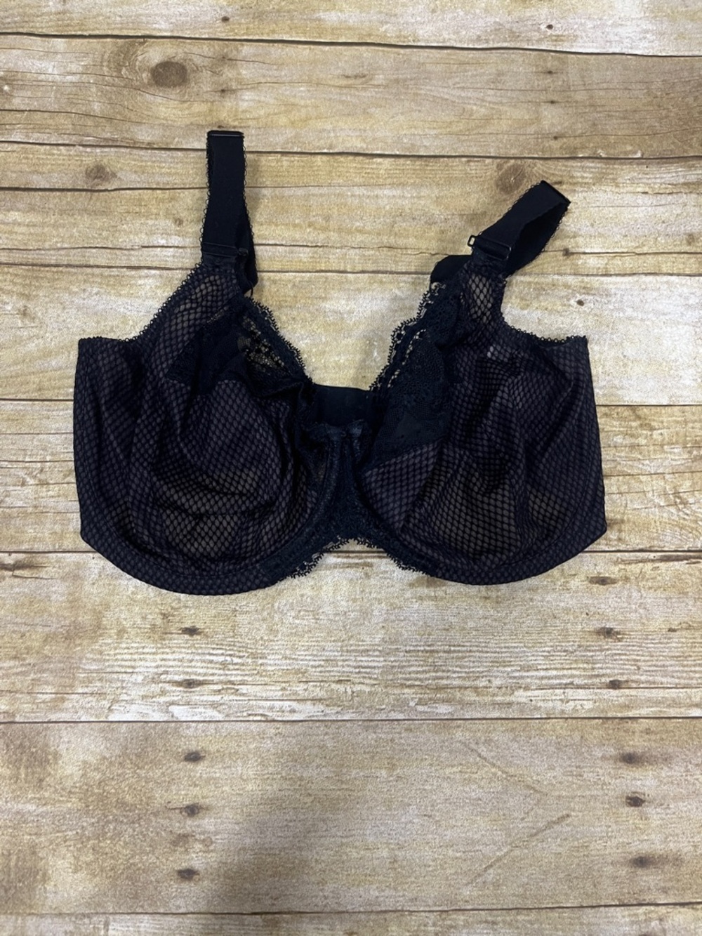 Elomi Black Mesh & Lace Underwire Bra size 34K